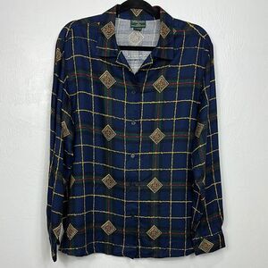 J. McLaughlin For Sanyo Vintage Geo Pattern Long Sleeve Button Down Shirt Size L